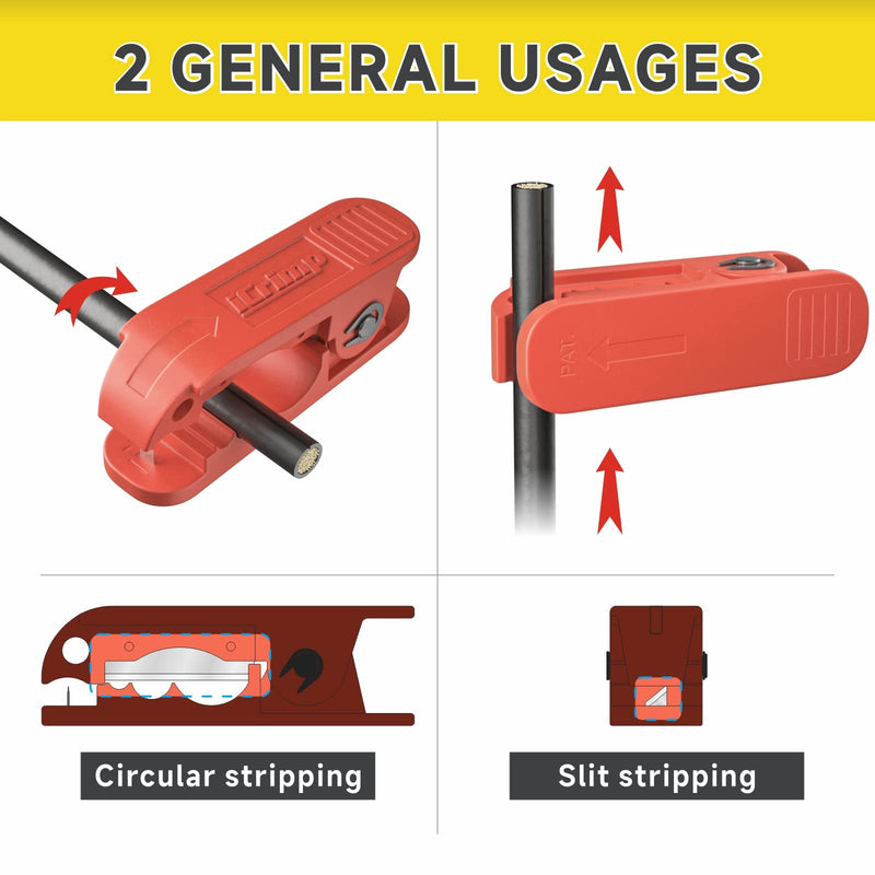 [Australia - AusPower] - iCrimp Round Cable Stripper for AWG 12 to 4/0, Adjustable Cable Jacket Stripper,Wire Stripping Tool with 2 Spare Blade 