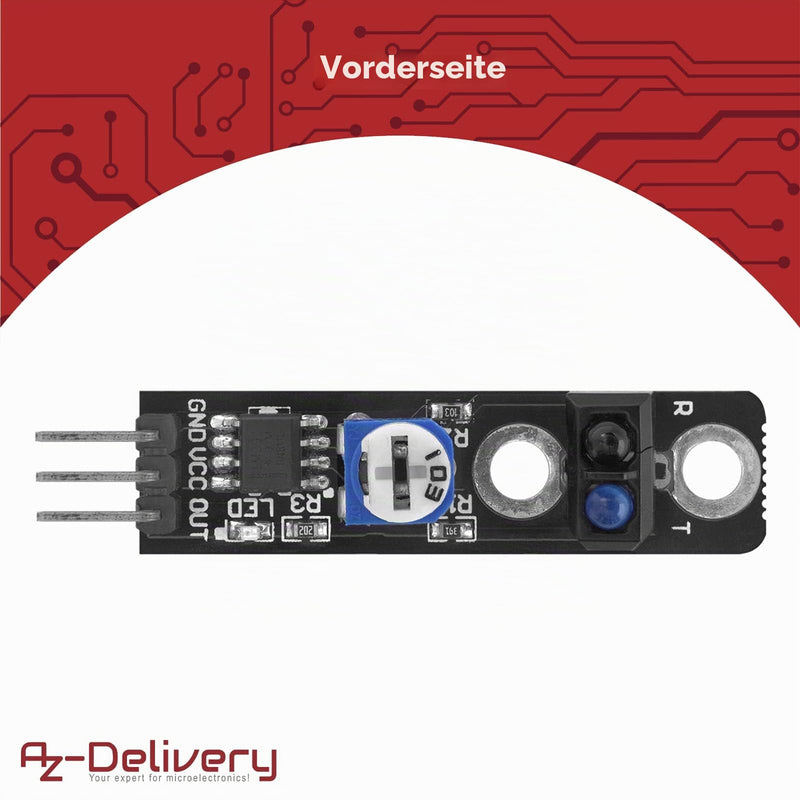 AZDelivery 3 x KY-033 Line Folger Line Tracking Sensor Module TCRT5000 Compatible with Arduino Includes E-Book