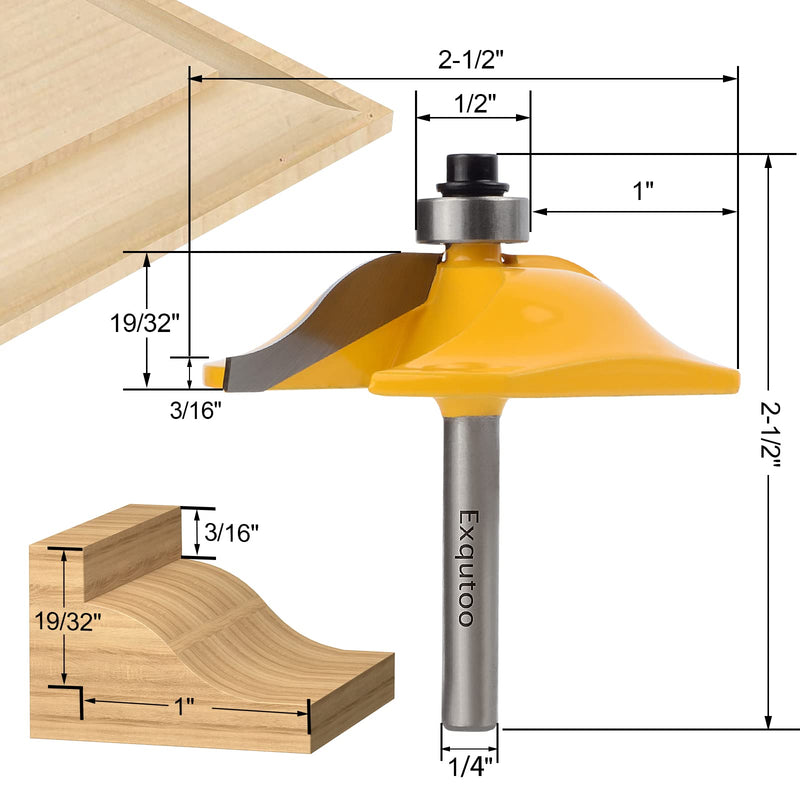[Australia - AusPower] - 3PCS 1/4" Shank Router Bit Set, Raised Panel Cabinet Door Making Router Bits, Cemented Carbide Router Bits, Woodworking Tools Router Door & Window Bits (Tenon Joint Cutter Diameter: 1-5/8") 3Pcs 1/4" Shank (Tenon Joint Cutter Diameter: 1-5/8") 