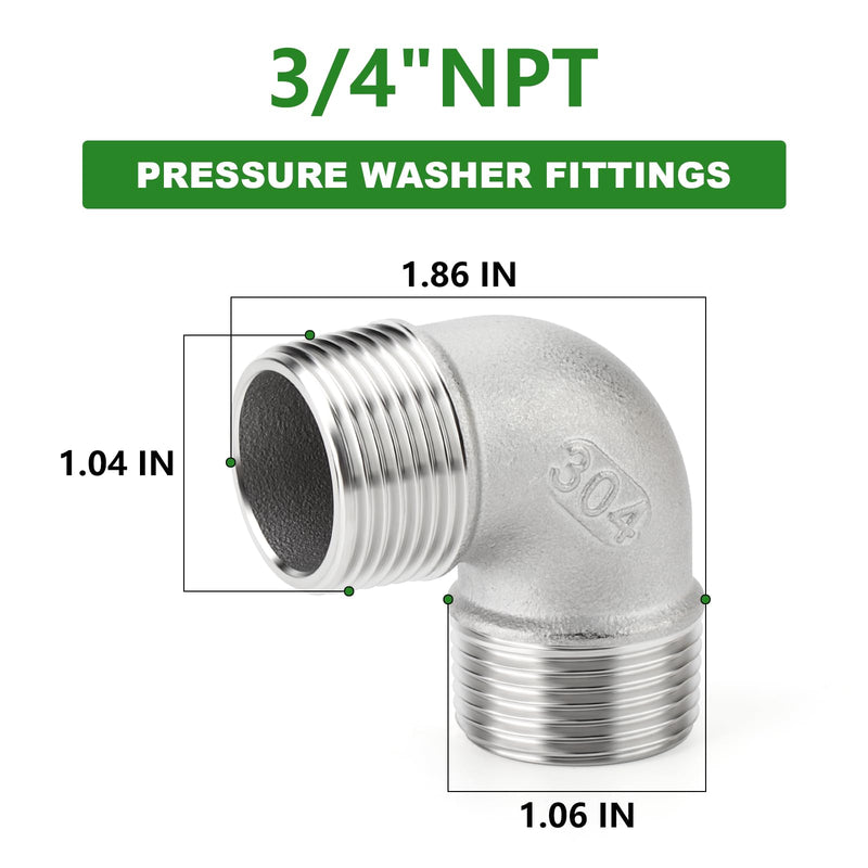 [Australia - AusPower] - TAISHER 5PCS 304 Stainless Steel 90 Degree elbow,3/4" NPT Male × 3/4" NPT Male Thread Pipe Fitting 3/4" MNPT × 3/4" MNPT 5 
