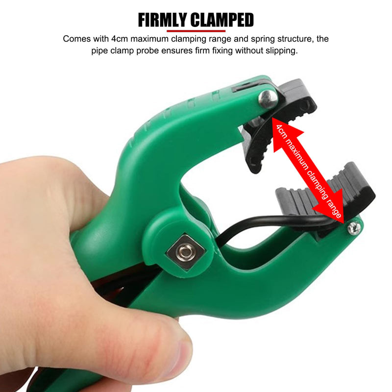 [Australia - AusPower] - EVTSCAN Type K HVAC Temperature Pipe Clamp, Up to 25mm Clamp Jaw Opening, -40°C to 150°C, 1.5 Meter Cable with 4-Pin Connector, for Digital Multimeters, Clamp Meters, and Thermometers 