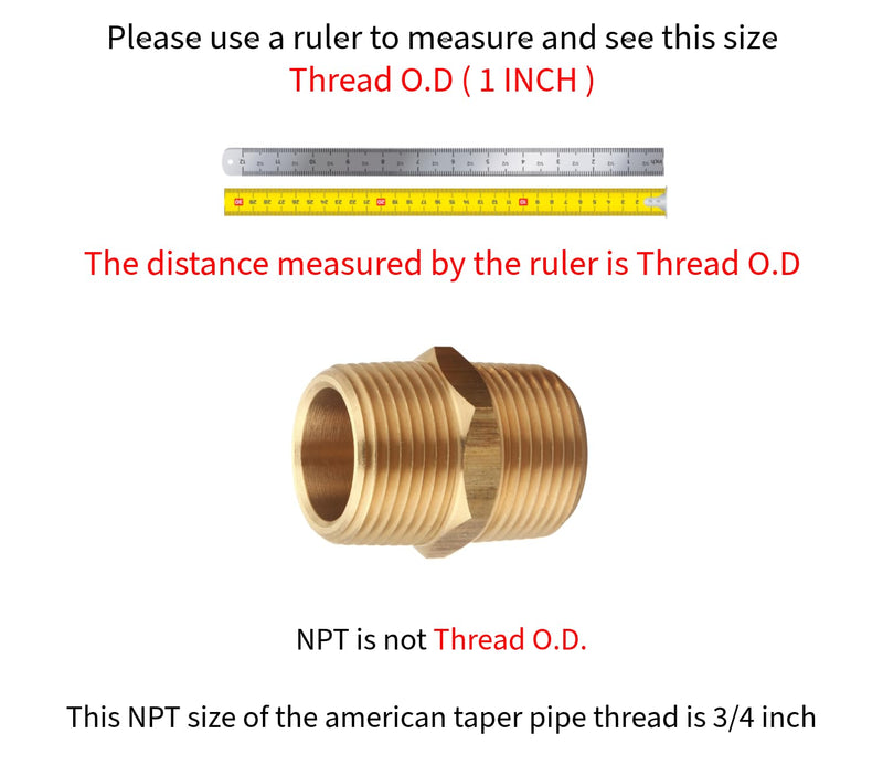 [Australia - AusPower] - 3/4 Inch NPT Brass Nipple Male Pipe Fitting Adapter, Hex Nipple, (3/4 inch x 3/4 inch NPT Male, 2 Piece), Straight Connector Pipe Fitting 3/4" x 3/4" NPT Male 