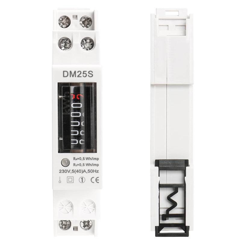 [Australia - AusPower] - Baomain Single Phase Two Wires Energy Meter 5(40) A 230V 50Hz One Module Kwh Meter DIN-Rail Mount (Counter Display / DM25S, 220VAC) 