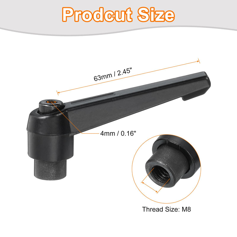 [Australia - AusPower] - uxcell 4Pcs M8 Adjustable Knobs Handle Female Thread Push Button Ratchet Quick Release Locking Rotating Bolt for Lathe Machinery, Black 