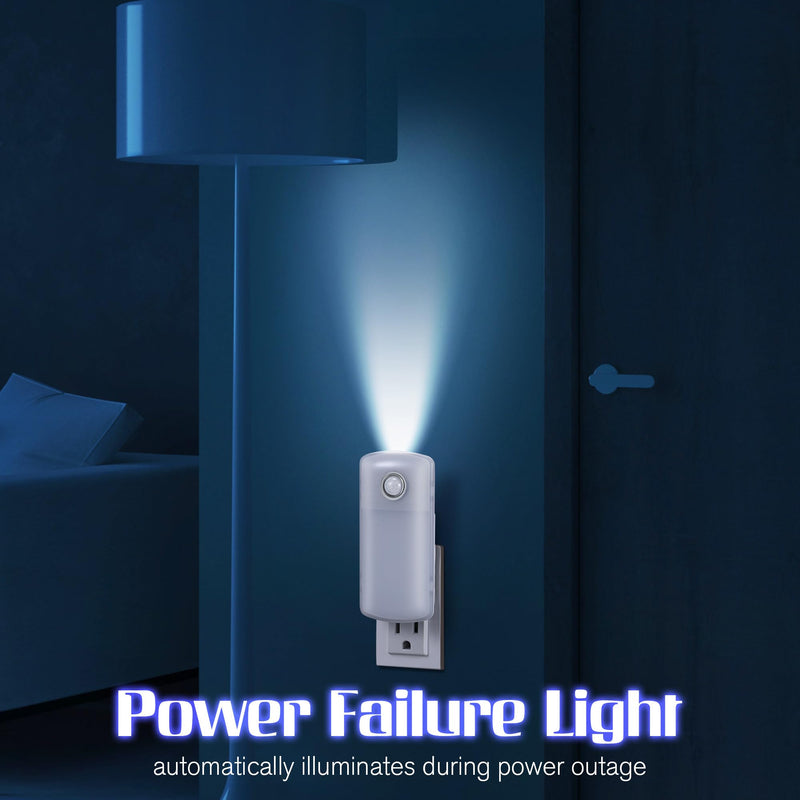 Enhon Emergency Power Failure Night Lights, 5-in-1 Multi Color LED Light, Rechargeable Flashlight with Foldable Plug, Automatic On Off Motion Sensor for Bedrooms, Hallways, Black Outs(3 Pack) 3