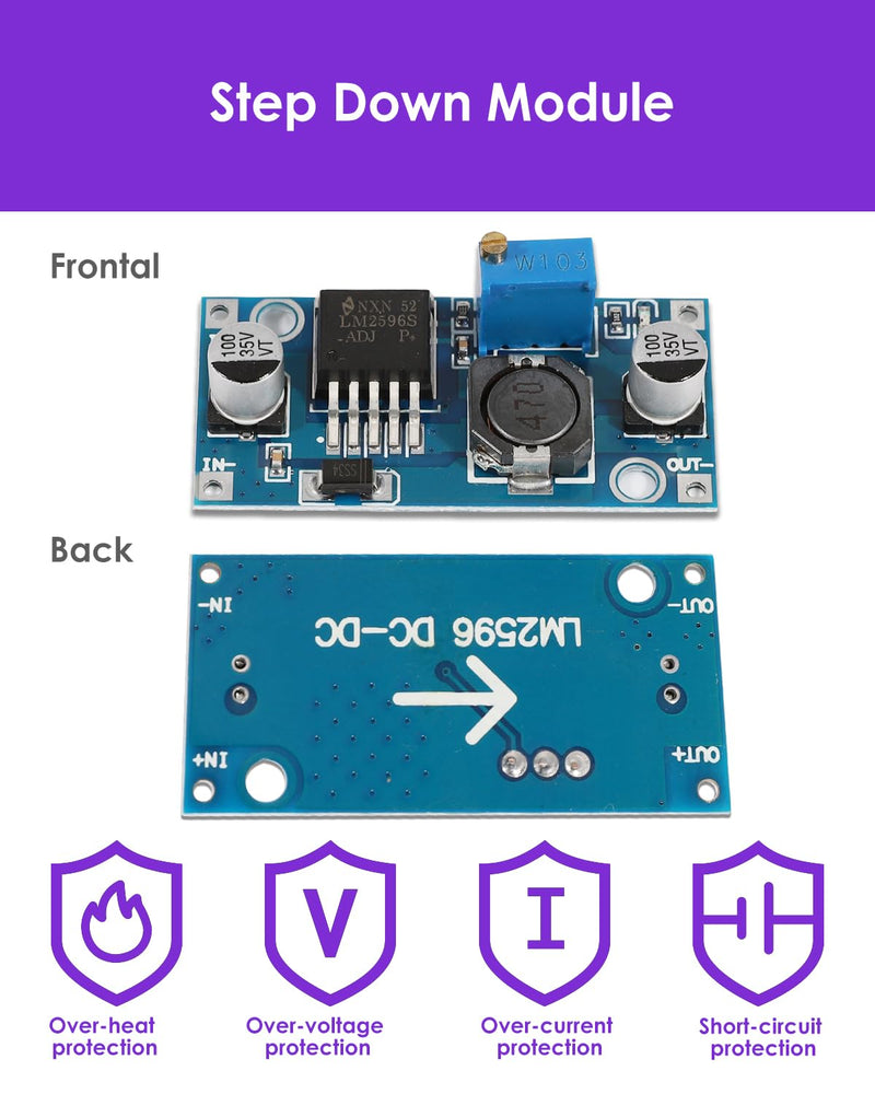 6 Pieces DC-DC Buck Converter, Step Down Module 3.2-40V to 1.25-35V | Step Down Converter, Voltage Regulator Adjustable Step-Down Converter, Stabilised Power Supply for Electronics Projects A-Buck Converter 6