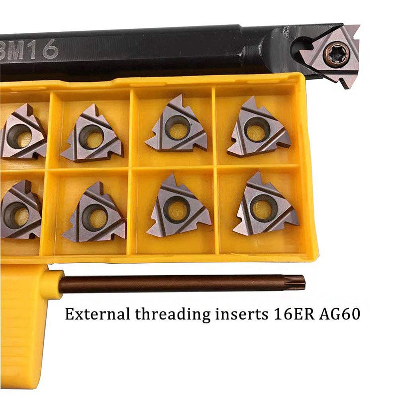 [Australia - AusPower] - 1/2" SNL 0013M16 Left hand Internal Threading Boring Bar with 10pcs 16ER AG60 3/8" carbide inserts External Carbide Threading Inserts SNL0013M16+10PCS 16ER AG60 