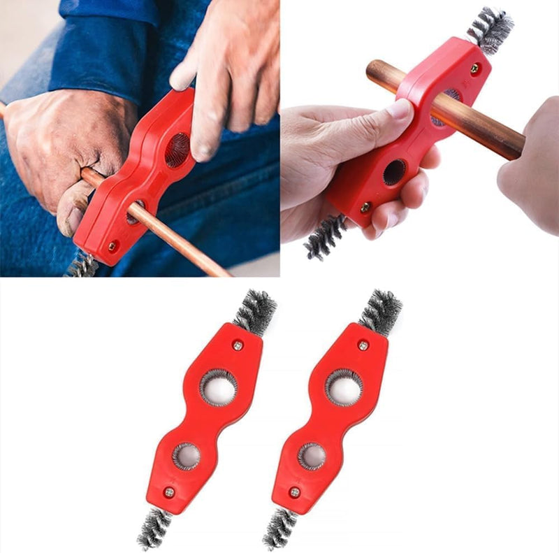 [Australia - AusPower] - Red Copper Pipe Cleaner 4 in 1 Pipe Deburring Brushes Copper Pipe Brushes Pipe Deburring for PVC PPR Brass Aluminum Hand Tools 2 Pack 