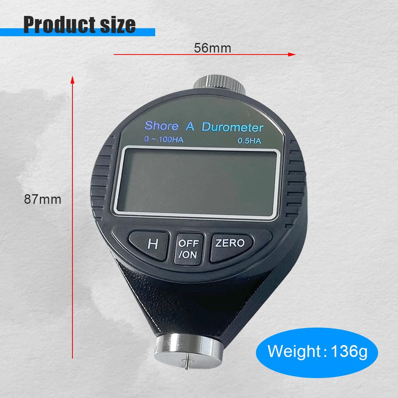 [Australia - AusPower] - Shore A Hardness Tester 0-100HA - Digital Durometer Gauge for Rubber, Tires, Elastomers & Plastics, ASTM D2240 ISO 7619 Compliance, Large LCD, NIST Certificate, 5-Year Warranty 