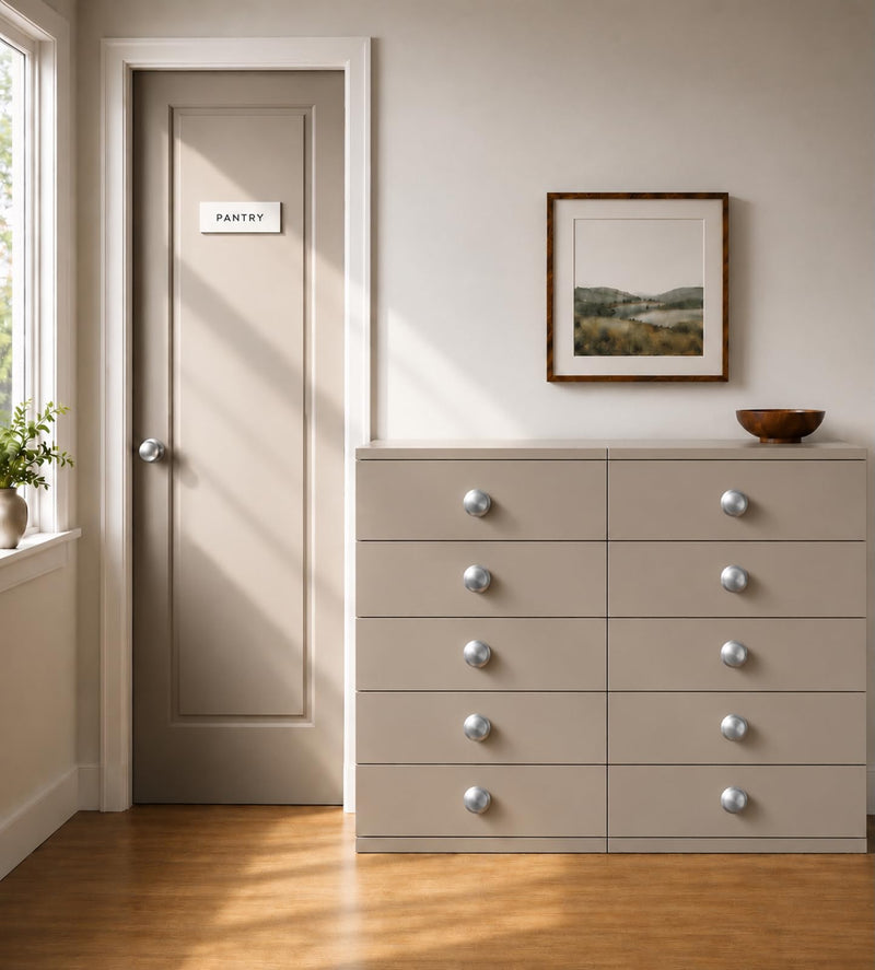 trust4care 4-Pack Extra Large Brushed Satin Nickel Bi-fold Closet Dummy Door Knobs with Wide Base, Brass Wardrobe Dresser Kitchen Cabinet Pantry Doorknobs, 1-3/5“ Bathroom Drawer Pulls Handles Set of 4