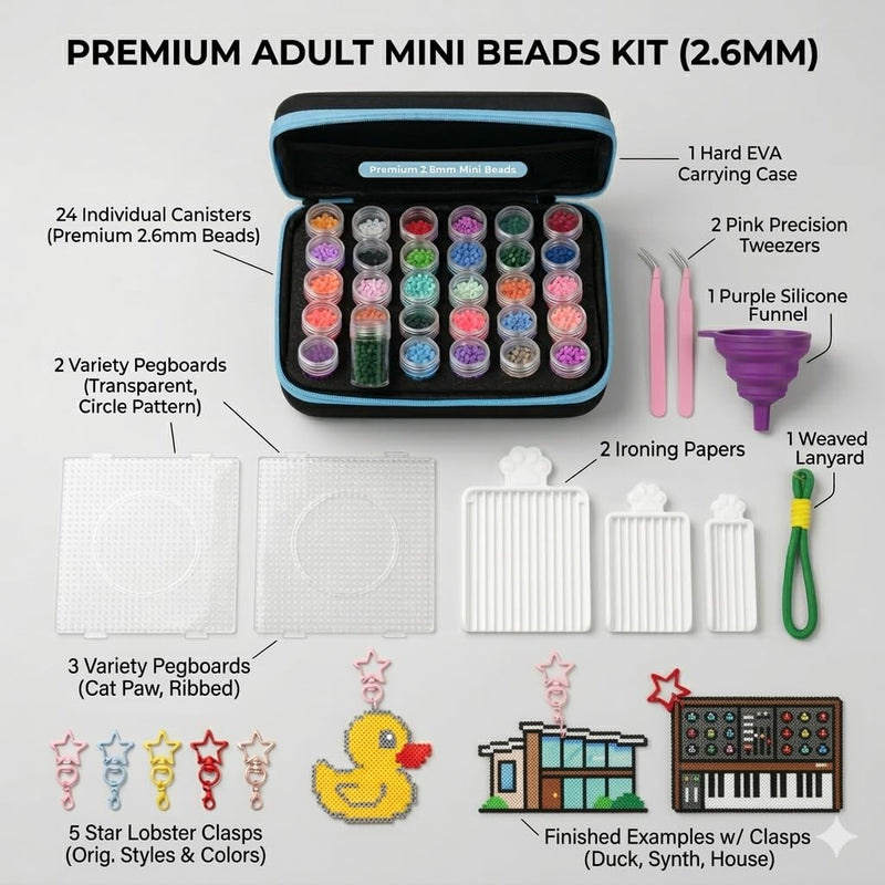 [Australia - AusPower] - [Never Mix Again] 2.6mm Mini Fuse Beads Kit with 30 Individual Vials，Professional Pixel Art Set for Adults，Anti-Spill Storage Case, Compatible with Perler Beads Patterns-13,500pcs Melty Beads-Blue perler bead kit-blue 