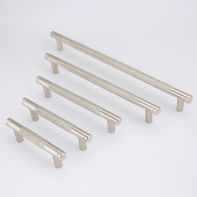 10 Pack 3 inch(76mm) Brushed Satin Nickel Kitchen Cabinet Handles Knurled Cabinet Pulls Drawer Pulls Kitchen Hardware 3'' Hole Center(76mm) 10