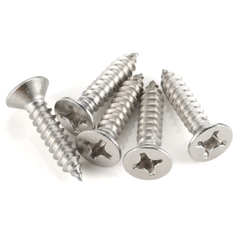[Australia - AusPower] - #10 x 1 (3/8" to 2" Available) Flat Head Sheet Metal Screws Wood Screws, 304 Stainless Steel 18-8, Self Tapping, 100 PCS #10 x 1" 