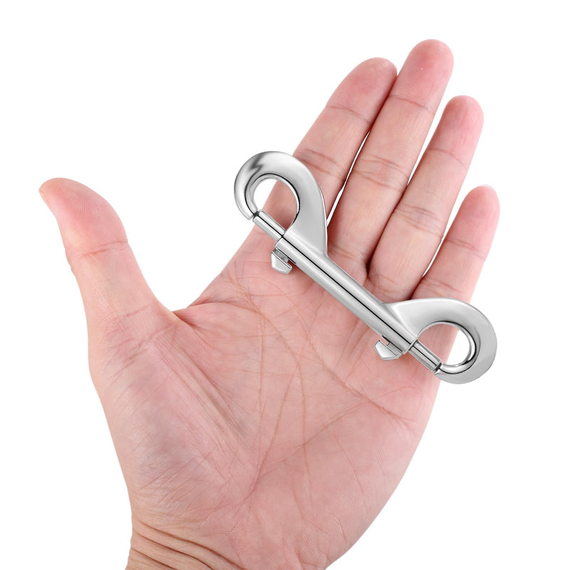 [Australia - AusPower] - Double Ended Bolt Snaps Hook Sided Clips Trigger Clips Chain Metal Clips 4 Inch Silver 4pcs 