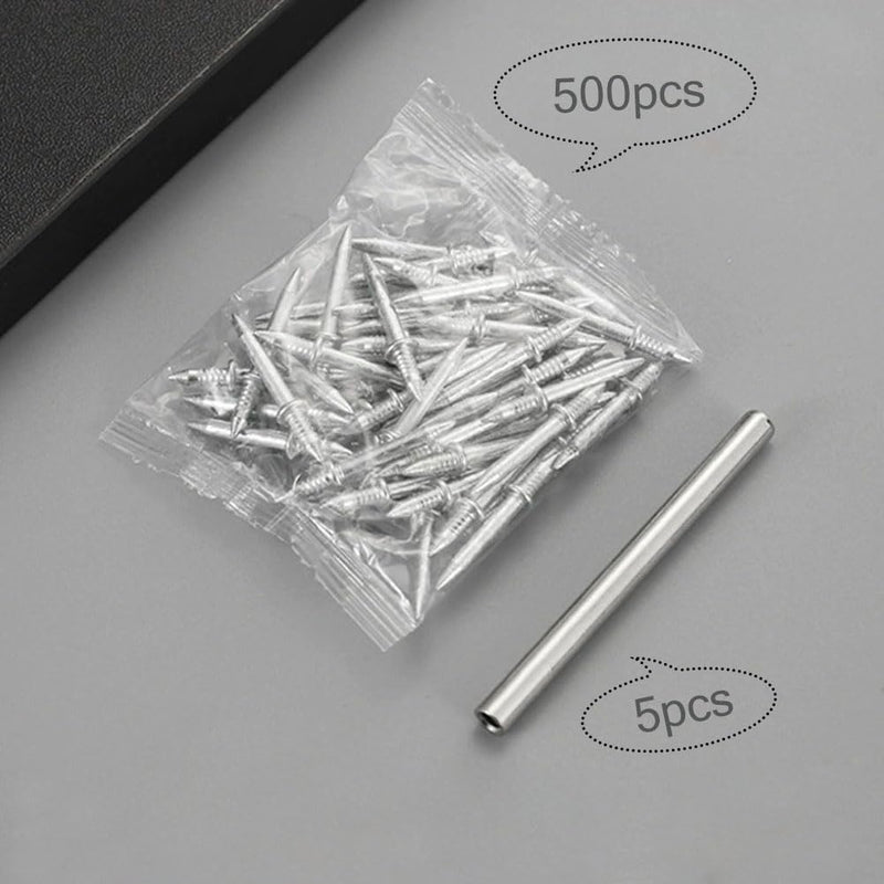 [Australia - AusPower] - Double-Head Skirting Thread Seamless Nail,500Pcs Invisible Screws Nail, Skirting Line Without Marks Nail Equipped with 5 Nail Specific Sleeve Tool (500) 500 