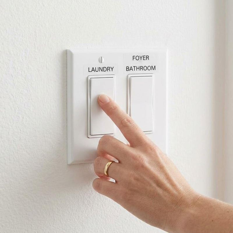 650 Pcs Light Switch Labels, Vinyl Rectangle Light Switch Stickers for Home & Office, Transparent PVC Switch Identification Labels, Easy Peel & Stick (10 Sheets)