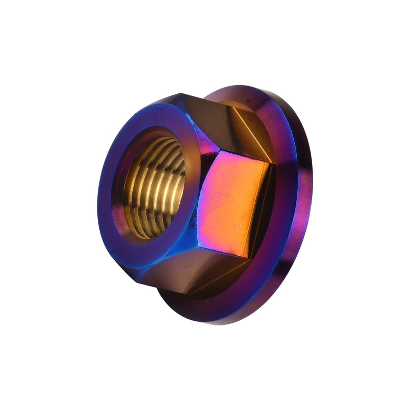 Titanium DIN6923 M5 M6 M8 M10 M12 M14 M16 Hex Flange Nuts Pack of 6 (M12 Pitch 1.25mm, Fire Blue) M12 Pitch 1.25mm