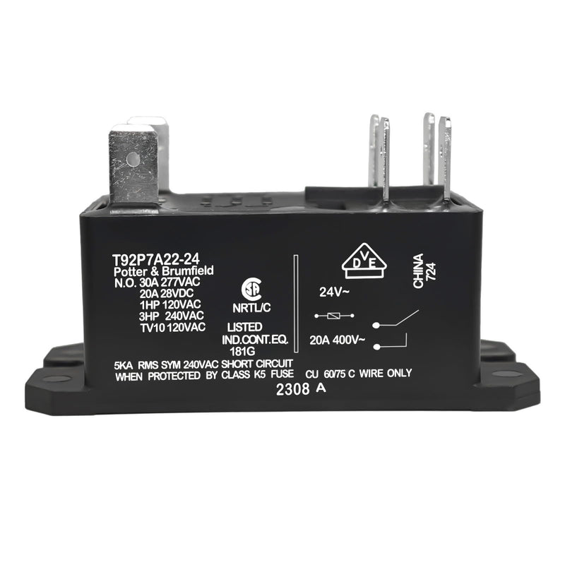 [Australia - AusPower] - T92P7A22-24 Power Relay (Pack of 2), DPST-NO (2 Form A) - 24VAC, 30A General Purpose Relay 