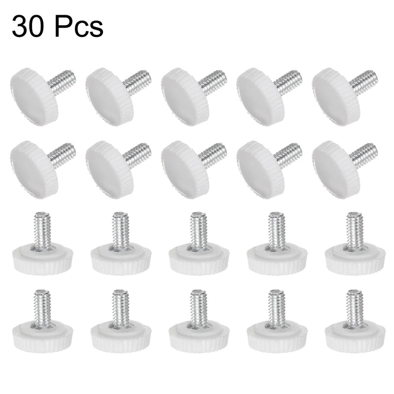 [Australia - AusPower] - uxcell 30pcs M4 x 6mm Male Thread Knurled Knobs, Thumb Screw Clamping Knobs Grip Plastic Handle Hand Knobs with Threaded Stud, White 