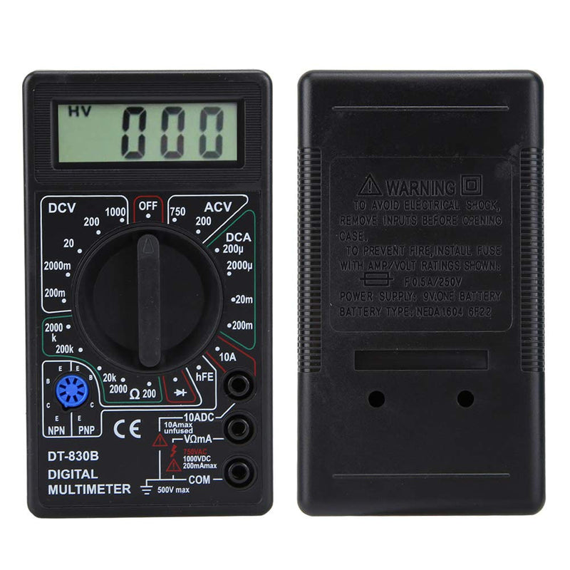 [Australia - AusPower] - Digital Multimeter - DT-830B Multifunctional Portable LCD Digital Multimeter Amp Volt Ohm Tester Voltmeter Ohmmeter Meter(DT-830B Black) 