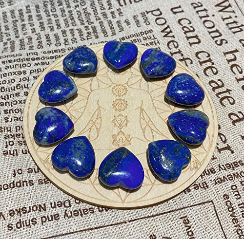 QINJIEJIE 10 PCS Lapis Lazuli Natural Heart Crystals Set Thicken Heart 10pcs