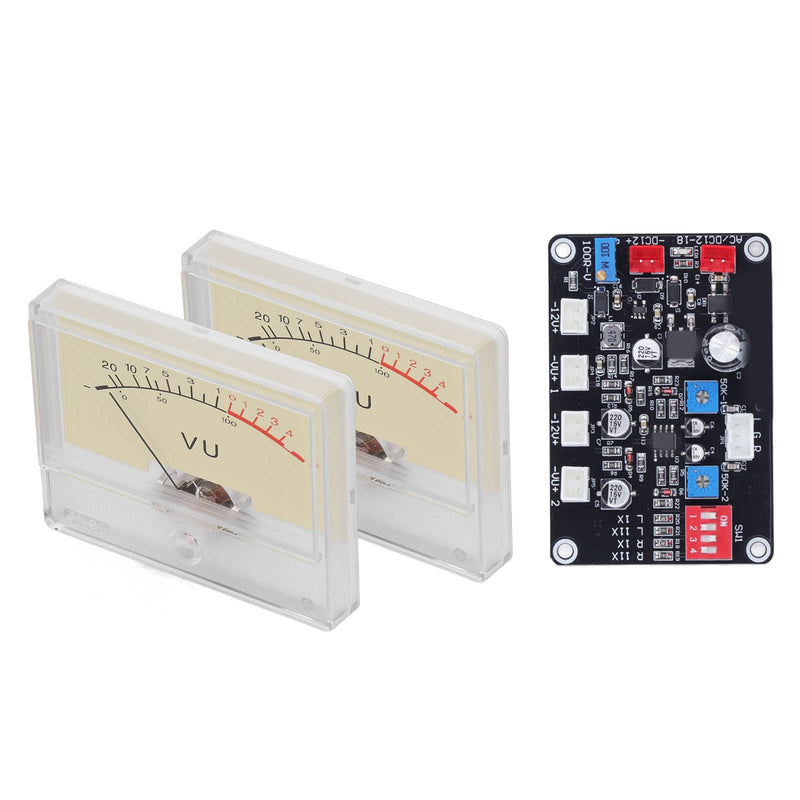 [Australia - AusPower] - Audio VU Meter with Driver Board Kit, Backlit Panel, 500uA Sensitivity, DIY Home Car Sound Level Meter, White, 2-Pack 