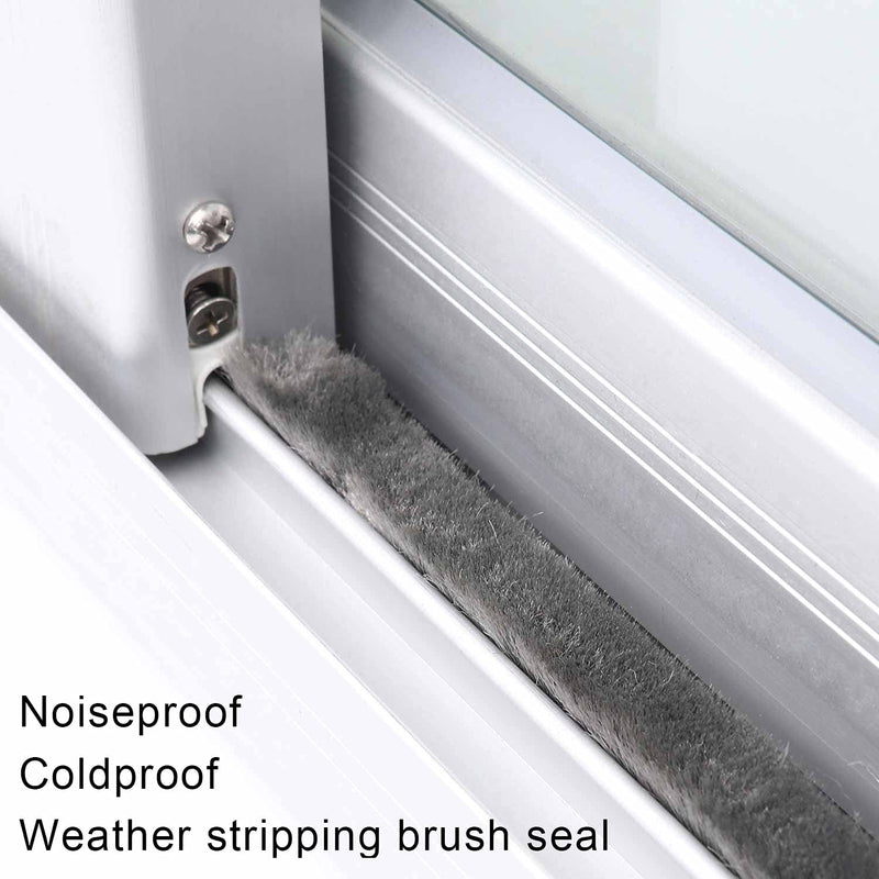 [Australia - AusPower] - Door Brush Seal, 33Feet, Felt Pile Weather Stripping for Doors, Weather Strip for Windows Cabinet, Self Adhesive Draft Blocker, Dust Stopper Sliding Door Seal Winter, Grey 10m 33Feet x 0.9in Brush x 0.4in Backing 
