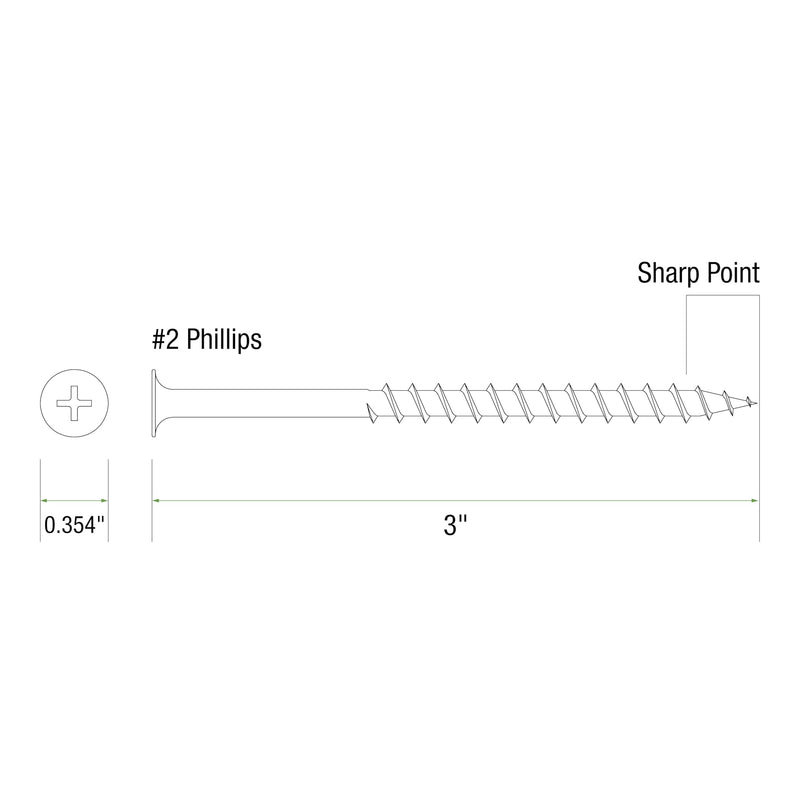 [Australia - AusPower] - Grip-Rite PTN3S1 PG10 Polymer Coated #8 x 3 Coarse Thread Deck Screw, Gray, 1lb Box #8 x 3" 