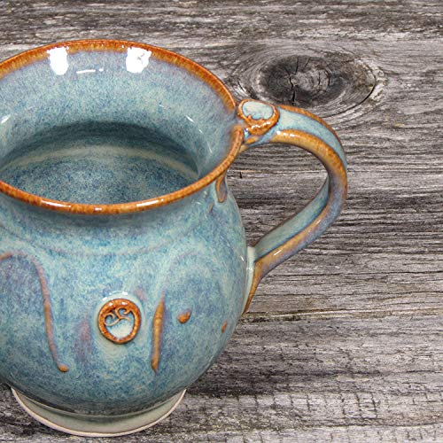 Castle Arch Pottery Irish Pottery Coffee & Tea Mugs. Set of Two Hand-Thrown Cups 300ml with Celtic Spiral Motif - Handcrafted In Ireland - Lead & Cadmium Free, Irish Gifts For Men & Women Brown