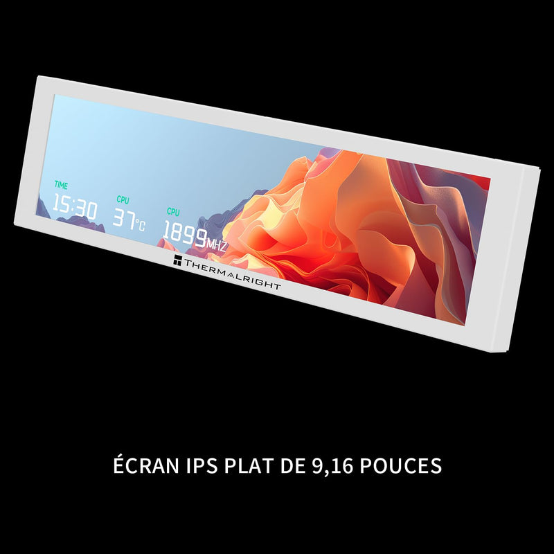 THERMALRIGHT Trofeo Vision 9.16 LCD White 9.16 Inch Magnet IPS Display, 1920 x 480 Resolution, Magnetically Attracted to the Surface of the Chassis, DIY Picture/Video Display 9.16-in