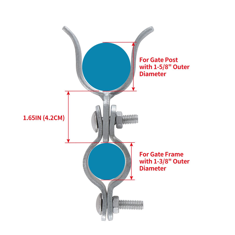 Skelang Chain Link Gate Latch, Chain Link Fence Lock 1-3/8" x 1-5/8", Galvanized Fence Fork Latch for Fence Gate, Kennel and Run (Pack of 2) 1-3/8" x 1-5/8", Pack of 2