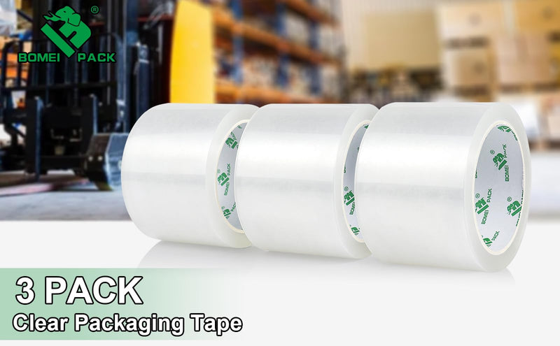 BOMEI PACK 3 inch Wide Clear Packing Tape, 3 inch x 55 Yards, Industrial Grade 3'' Heavy Duty Shipping Tape Refills for Box Office Moving, Packaging and Mailing