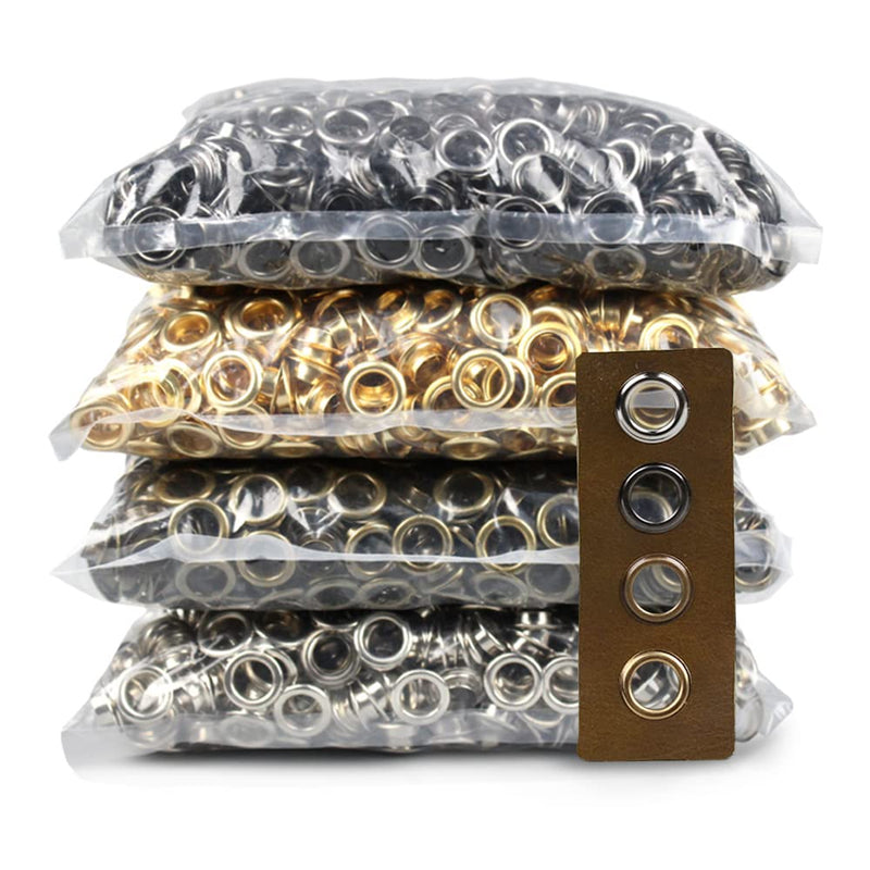 SEMINI Grommet Kit 800 Sets 6mm Gronmets Eyelets with 3 Pieces Install Tool Kit, 4 Colors 400# Inner 6mm