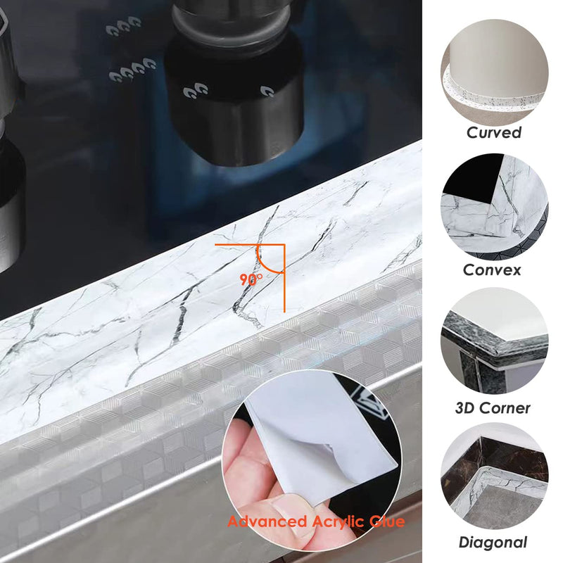 [Australia - AusPower] - 1.5" * 10.5' Kitchen & Bath Tape Caulk Strip Upgraded Acrylic Glue PVC Self Adhesive Waterproof Caulking Tape, Decorative Sealant Trim for Kitchen Sink Toilet Bathtub (Marble) Marble3.2M 