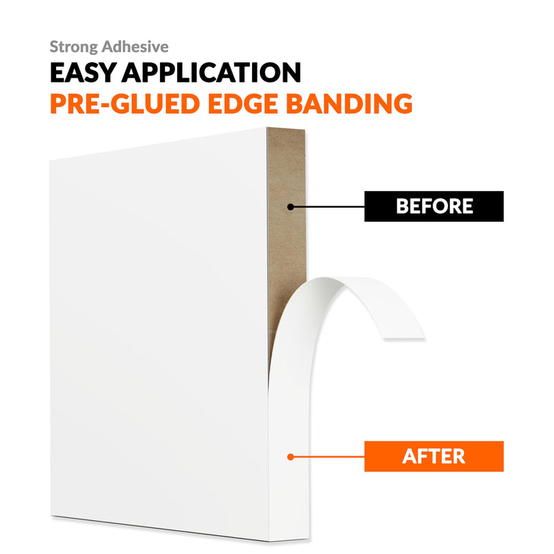 White Edge Banding 3/4 inch x 25 ft Melamine Iron On Adhesive Edging Cabinet Repair Laminate Shelf Board Countertop Furniture Strip Wood Veneer Tape Trim Peel Stick Cabinet Molding Vinyl PVC Iron 3/4 in x 25 ft White 1