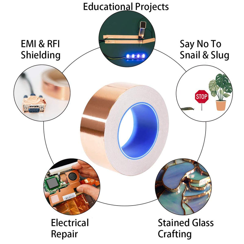 [Australia - AusPower] - APT, Copper Foil Tape with Conductive Acrylic Adhesive, 2.6 Mil Total Thickness, for Guitar and EMI Shielding, Arts and Crafts, Electrical Repairs, Mulit-Size (1'' x 26Ft(8M)) 1'' x 26Ft(8M) 