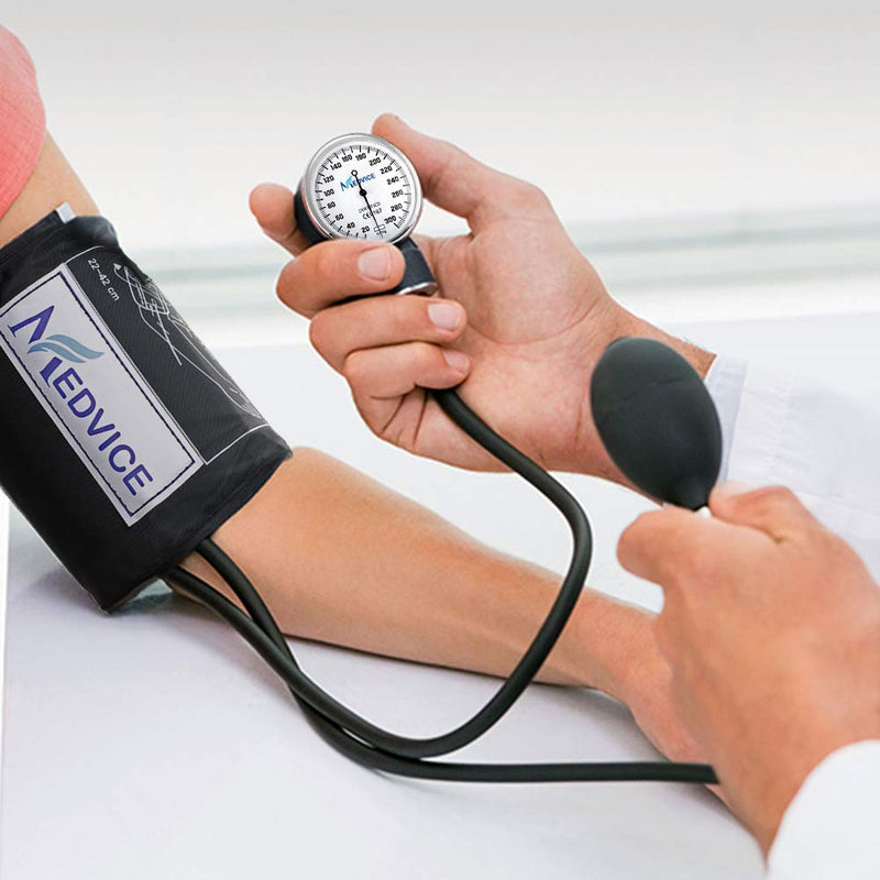 [Australia - AusPower] - MEDVICE Manual Blood Pressure Cuff - Universal Size Aneroid Sphygmomanometer - Nurses BP Monitor - Best Adult BP Machine 