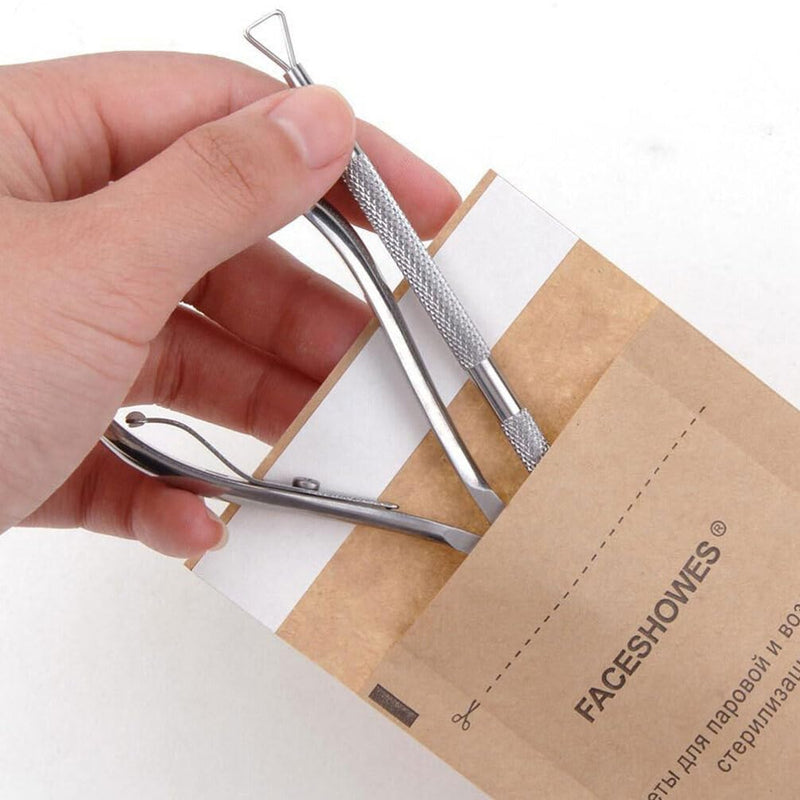 [Australia - AusPower] - GLEAVI Nail Art Bag: 50Pcs Disposable Self Sealing Cleaning Pouch Manicure Disinfection Kraft Paper Bags for Encapsulating Dental Tool Oral Cavity Beauty 