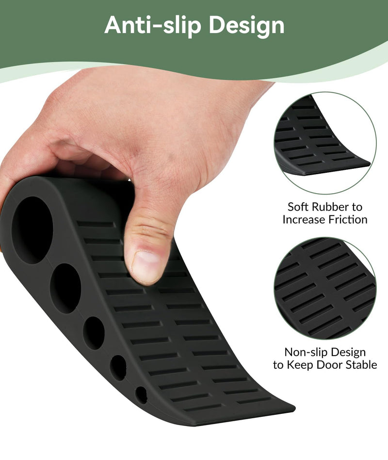 [Australia - AusPower] - 1.9 Inches Heavy Duty Door Stopper, 2 Pack Rubber Door Stop, Door Stoppers for Bottom of Door, Large Door Stopper Wedge for Home Office School (Black) Black 
