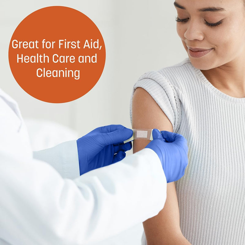 [Australia - AusPower] - Caring Nitrile Exam Gloves, Blue, Powder-Free, Disposable Gloves for Medical Care, First Aid, Cleaning, Food Prep Large (Pack of 100) 