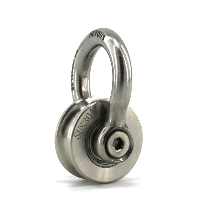 [Australia - AusPower] - Heyous Detachable U Shaped Pulley with Small Size Short Screw Groove Pulley Wheel Track Fixed Pulley Suitable for Wire Rope Traction Small Crane Salvage System Pulley Model Silver Shackle U-pulley (small screw) 
