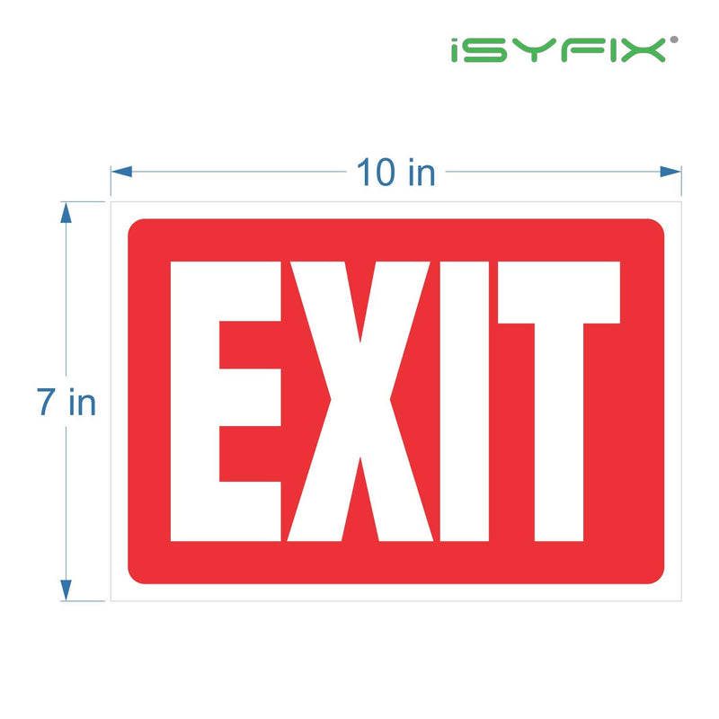 iSYFIX Exit Signs Stickers – 12 Pack 10x7 Inch – Premium Self-Adhesive Vinyl, Laminated for Ultimate UV, Weather, Scratch, Water and Fade Resistance, for Office, Buildings, Workplace, Indoor & Outdoor Sticker Red 12 Pk 10x7