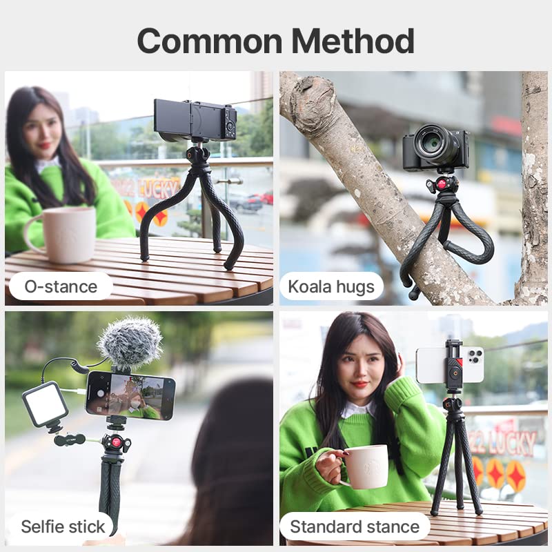 [Australia - AusPower] - ULANZI FT-01 Phone Tripod with Holder, Mini Camera Flexible Tripod Stand with Cold Shoe Mount, 1/4'' Screw for Magic Arm, Universal for iPhone 13 Pro Max XS Max X 8 Samsung Canon Nikon Sony Cameras 