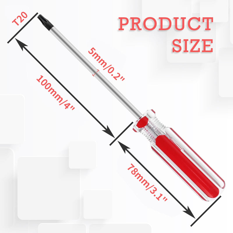 [Australia - AusPower] - T20 Torx Security Screwdriver with Magnetic Tip Plastic Grip, Torx Screwdriver for Computer Repairing, Home Appliances(Red, 178mm/ 7") T20 x 100mm 