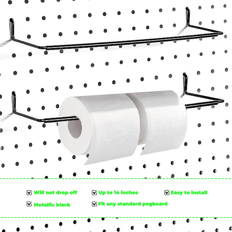 [Australia - AusPower] - AccEncyc 2 Pack Pegboard Towel Holder Pegboard Hooks for Paper Towels, Kitchen Towels, Stickers, Tapes Great Peg Board Organizer Accessories for Workshop, Garage, Kitchen 2 Pcs 