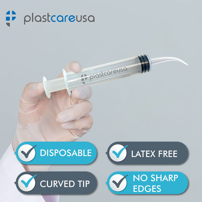 [Australia - AusPower] - 50 Curved Tip Irrigation Syringes (12cc / 12ml) - Disposable Oral Dispensing Utility Syringe (Box of 50) by PlastCare USA 12 ml 50.0 