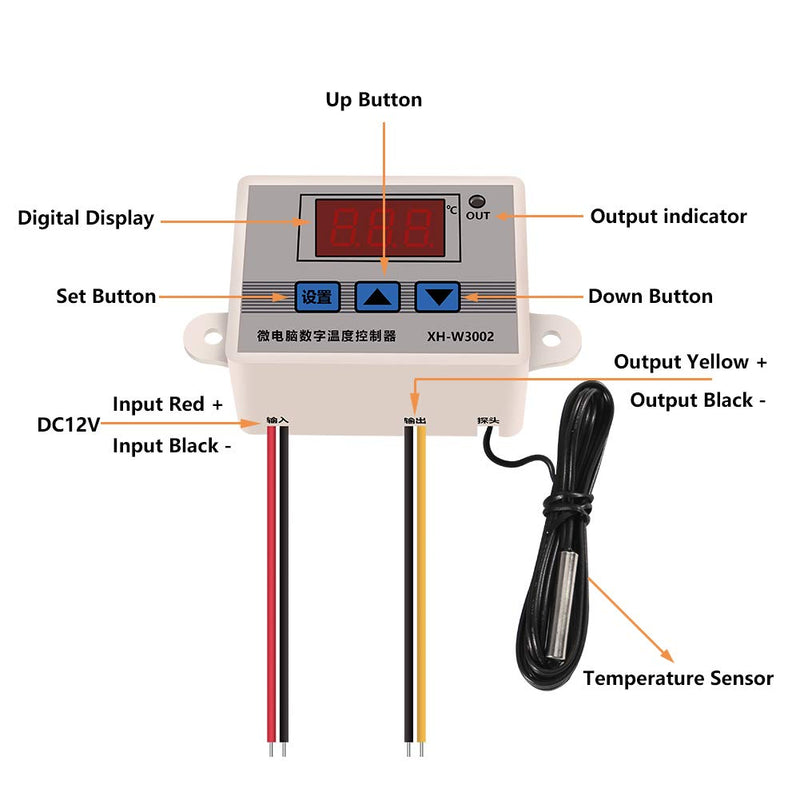 [Australia - AusPower] - UMLIFE 2PCS XH-W3002 DC 110V-220V 1500W 10A Microcomputer Digital Temperature Controller Digital Display Thermostat Control Switch and NTC 10K Thermistor Sensors Temperature Probe (110-220V 1500W) 110-220V 