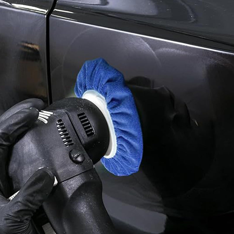 Pack of 8 Polishing Bonnet Car Bonnet Microfibre Reusable 230 mm - 250 mm | Car Polishing Hood Car Polishing Pad Polishing Cotton Bonnet for Car Polishing Machine, Blue and White