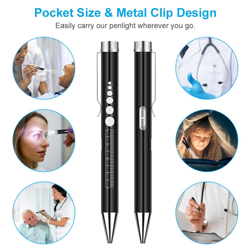 [Australia - AusPower] - Flintronic Pupil Light Medicine, Diagnostic Light Nurse Emergency Service Accessories, with Pupil Meter & Ruler & Writeable Lead, USB LED Pen Lamp for Nurse Doctor 1pc-white 