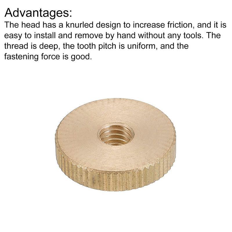 [Australia - AusPower] - uxcell Knurled Thumb Nuts, 4pcs M6 x D20mm x H5mm Brass Knurled Nut Flat Head Through Hole Lock Adjusting Nuts for 3D Printer Parts M6 x 20mm x 5mm 4 